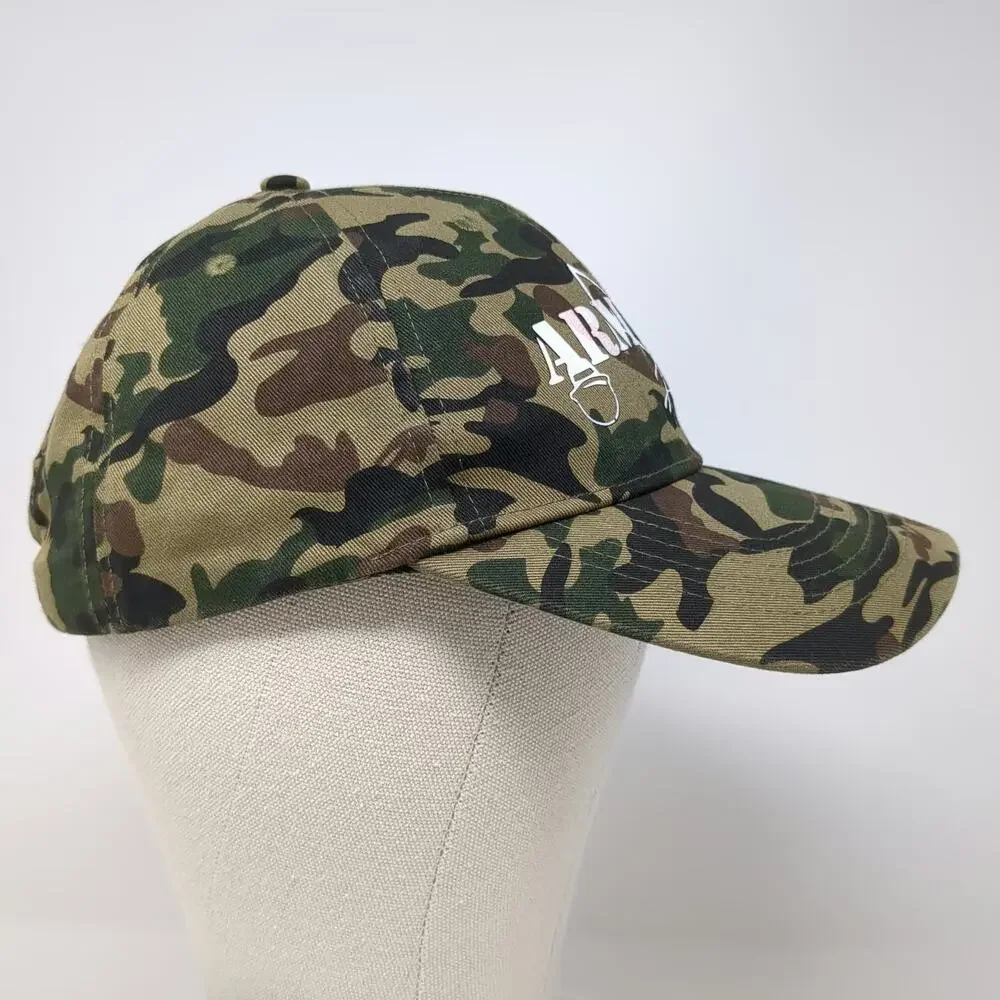 Big X Baseball Cap Green Camo Army of Hope One Size Slideback Hat Cotton Graphic